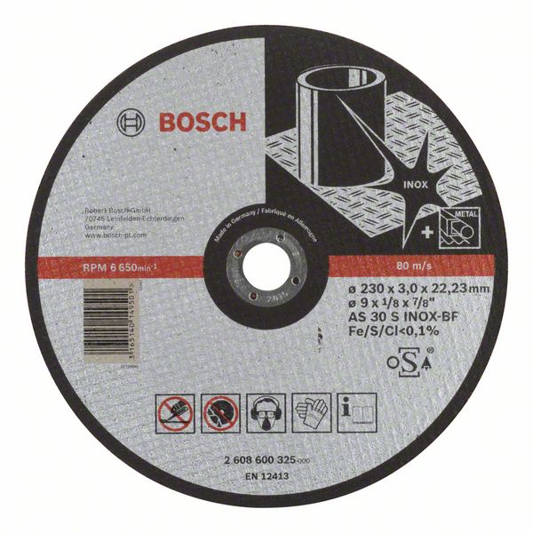 Robert Bosch Power Tools GmbH Expert for Inox straight cutting disc. For large angle grinders with locking nut