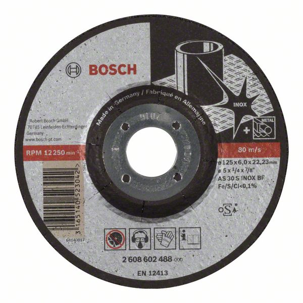 Robert Bosch Power Tools GmbH Expert for Inox grinding disc with depressed centre. For small angle grinders