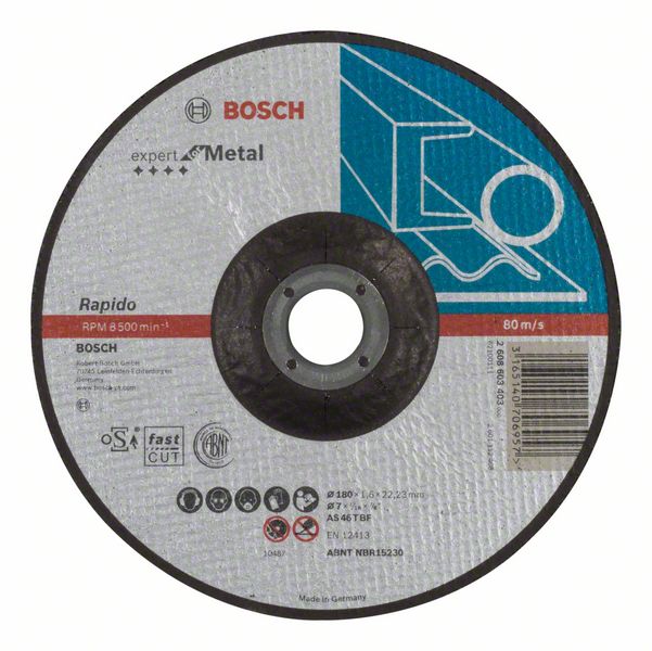 Robert Bosch Power Tools GmbH Expert for Metal - Rapido cutting disc with depressed centre. For large angle grinders with locking nut