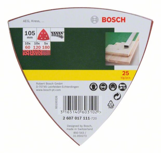 Robert Bosch Power Tools GmbH 25-piece sanding sheet set for delta sanders, grit 60, 120, 180 - Image 2