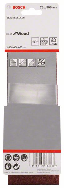 Robert Bosch Power Tools GmbH 3-piece X440 sanding belt set. For belt sanders