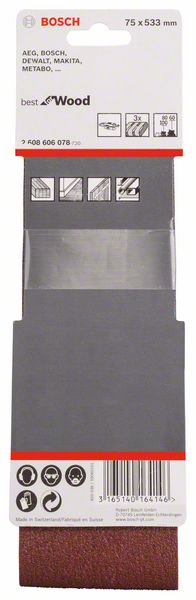 Robert Bosch Power Tools GmbH 3-piece X440 sanding belt set. For belt sanders