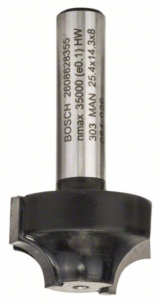 Robert Bosch Power Tools GmbH Edge forming bit E, 8 mm, R1 6.3 mm, D 25.4 mm, L 14 mm, G 46 mm. For hand-held routers