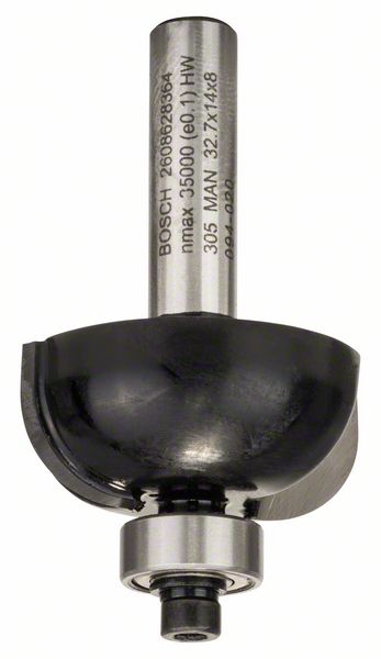 Robert Bosch Power Tools GmbH Cove bit, 8 mm, R1 10 mm, D 32.7 mm, L 14 mm, G 55 mm. For hand-held routers