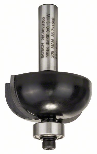 Robert Bosch Power Tools GmbH Cove bit, 8 mm, R1 12 mm, D 36.7 mm, L 16 mm, G 58 mm. For hand-held routers