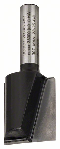 Robert Bosch Power Tools GmbH Straight bit, 8 mm, D1 22 mm, L 25 mm, G 56 mm. For hand-held routers