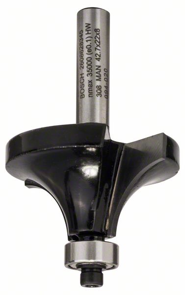 Robert Bosch Power Tools GmbH Rounding over bit, 8 mm, R1 15 mm, L 22 mm, G 66 mm. For hand-held routers
