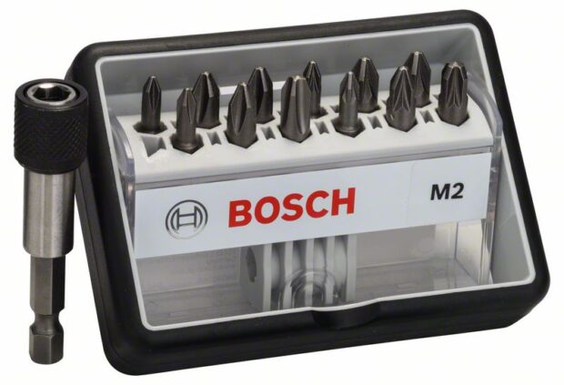 Robert Bosch Power Tools GmbH 12+1-piece Robust Line screwdriver bit set M PH/PZ, Extra Hard version. For rotary drills/drivers