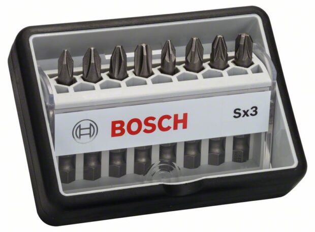 Robert Bosch Power Tools GmbH 8-piece Robust Line screwdriver bit set Sx PH/PZ, Extra Hard version. For rotary drills/drivers