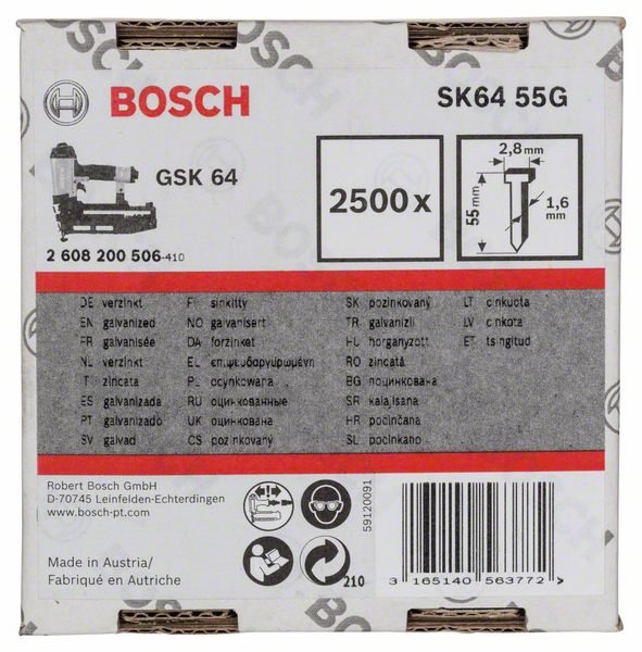 Robert Bosch Power Tools GmbH Finish nail SK64 55G. For nail guns