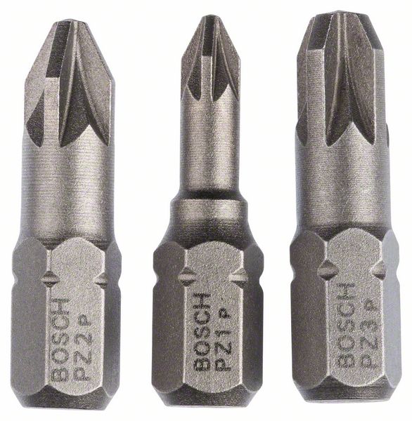 Robert Bosch Power Tools GmbH 3-piece screwdriver bit set, Extra Hard. For rotary drills/drivers