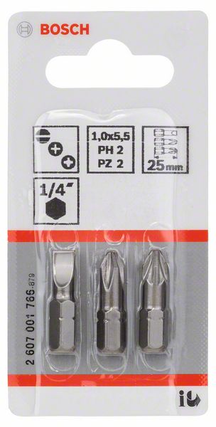 Robert Bosch Power Tools GmbH 3-piece screwdriver bit set, Extra Hard version (mixed). For rotary drills/drivers - Image 2