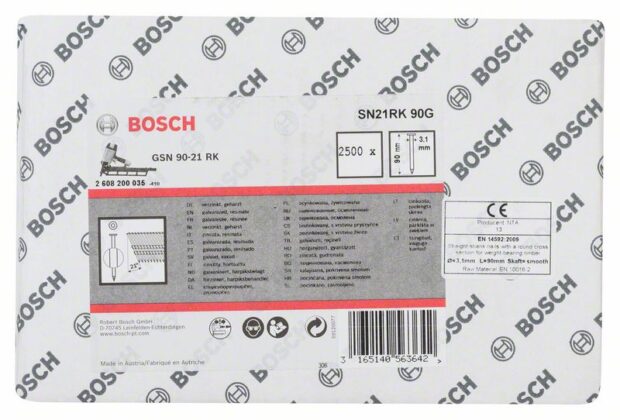 Robert Bosch Power Tools GmbH Full head strip nail SN21RK 90G. For nail guns