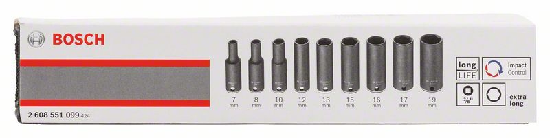Robert Bosch Power Tools GmbH 9-piece socket set 7 - 19 mm long. For rotary drills/drivers - Image 2