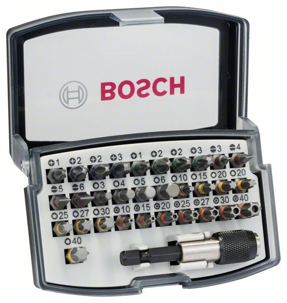 Robert Bosch Power Tools GmbH 32-piece screwdriver bit set PH, PZ, H, T and Quick Change Universal Holder. For rotary drills/drivers