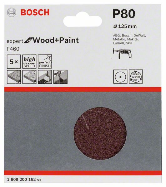 Robert Bosch Power Tools GmbH 5-piece F460 sanding sheet set. For rotary drills/drivers