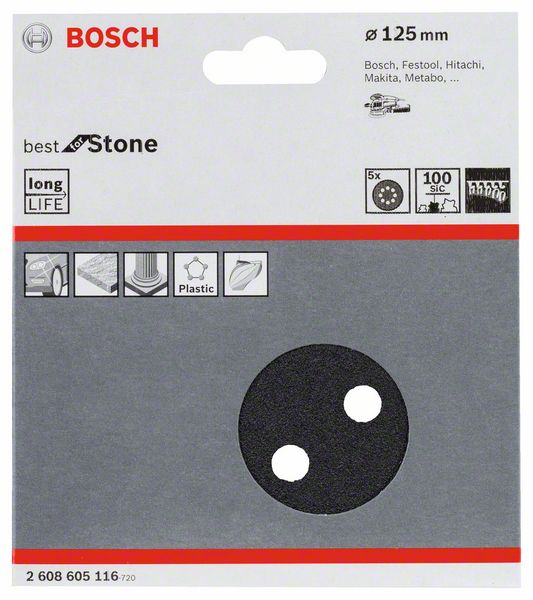 Robert Bosch Power Tools GmbH F355 sanding sheet, pack of 5. For random orbital sanders