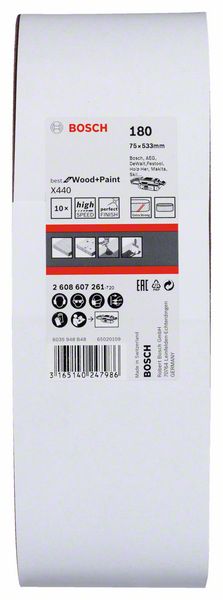 Robert Bosch Power Tools GmbH 10-piece X440 sanding belt set. For belt sanders