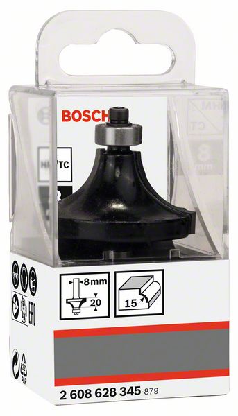 Robert Bosch Power Tools GmbH Rounding over bit, 8 mm, R1 15 mm, L 22 mm, G 66 mm. For hand-held routers - Image 2