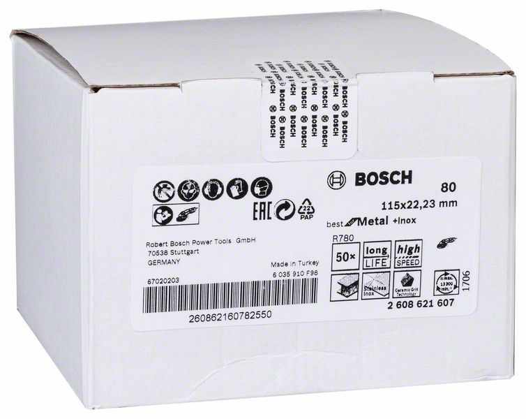 Robert Bosch Power Tools GmbH R780 fibre sanding disc, Best for Metal + Inox. For small angle grinders