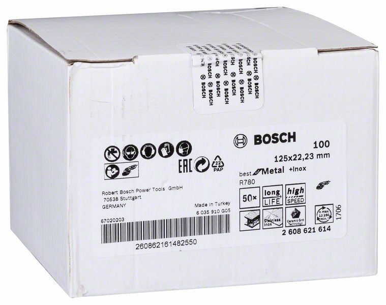 Robert Bosch Power Tools GmbH R780 fibre sanding disc, Best for Metal + Inox. For small angle grinders