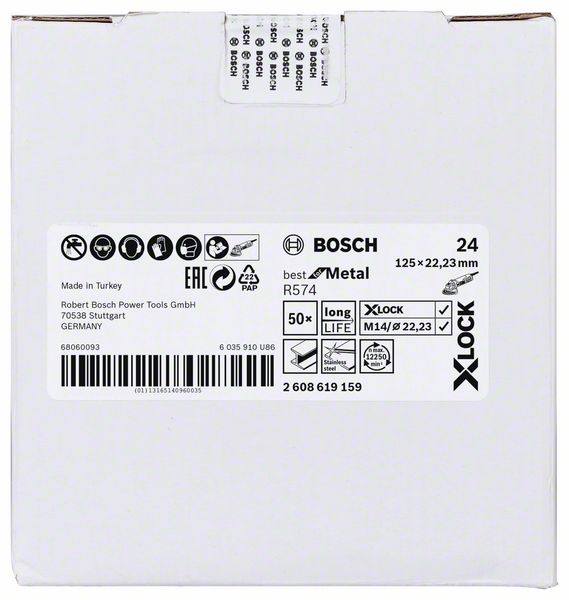Robert Bosch Power Tools GmbH X-LOCK Fibre sanding discs, Ø125mm, G 24, R574, Best for Metal, 1pcs. For small angle grinders - Image 2