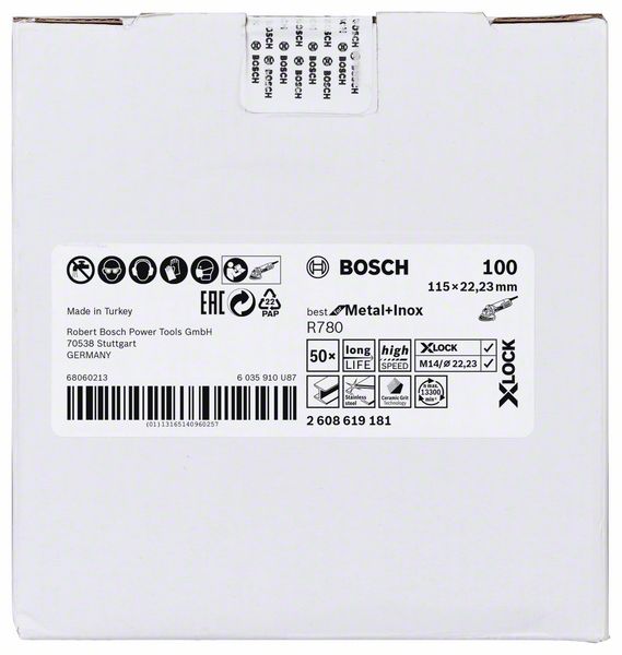 Robert Bosch Power Tools GmbH X-LOCK Fibre Disc, 115mm, G100, star hole, R780 Best for Metal + Inox. For small angle grinders - Image 2