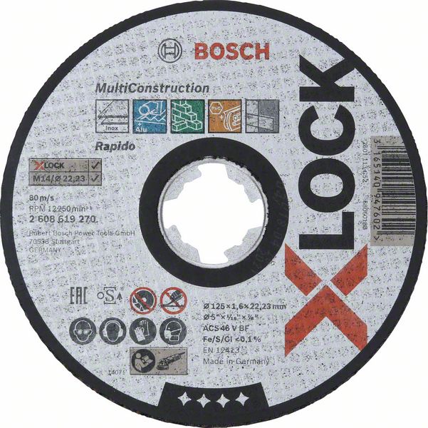 Robert Bosch Power Tools GmbH X-LOCK Multi Material 125x1.6x22.23 Straight Cutting. For small angle grinders
