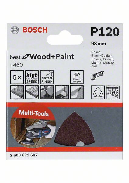Robert Bosch Power Tools GmbH Sanding Sheet F460 BfWP,G180,93mm. For oscillating multitools