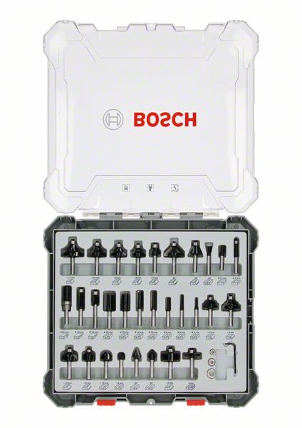 Robert Bosch Power Tools GmbH Router Bit Set 30 pcs Mixed 6 mm shank. For hand-held routers