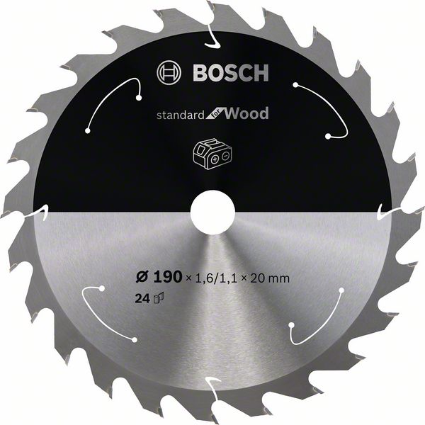 Robert Bosch Power Tools GmbH Standard for Wood Circular Saw Blade for Cordless Saws 190x1.6/1.1x20 T24. For hand-held circular saws