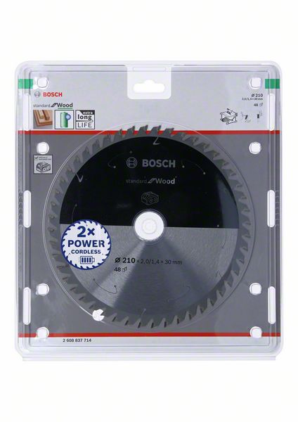 Robert Bosch Power Tools GmbH Standard for Wood Circular Saw Blade for Cordless Saws 210x1.7/1.2x30 T48. For table saws - Image 2