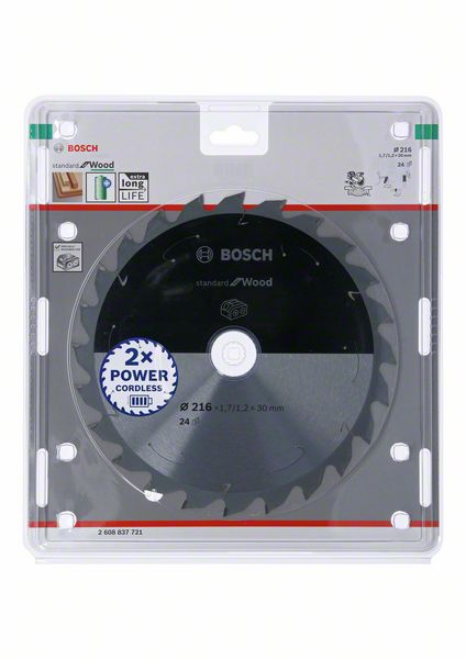 Robert Bosch Power Tools GmbH Standard for Wood Circular Saw Blade for Cordless Saws 216x1.7/1.2x30 T24. For mitre saws - Image 2