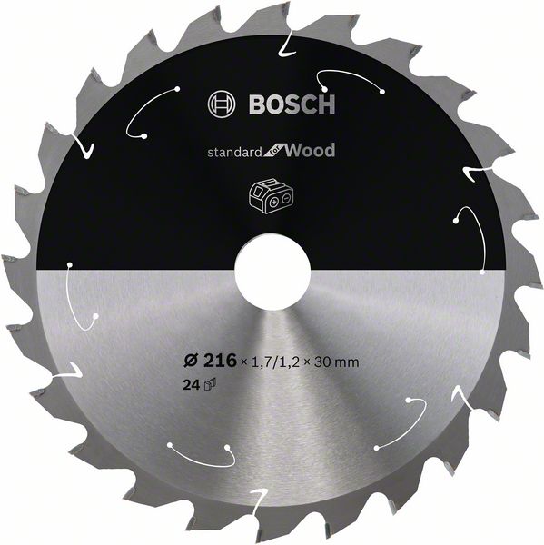 Robert Bosch Power Tools GmbH Standard for Wood Circular Saw Blade for Cordless Saws 216x1.7/1.2x30 T24. For mitre saws