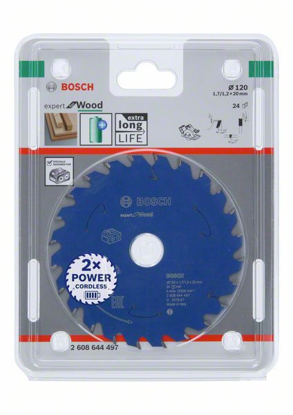 Robert Bosch Power Tools GmbH Expert for Wood Circular Saw Blade for Cordless Saws 120x1.7/1.2x20 T24. For hand-held circular saws - Image 2