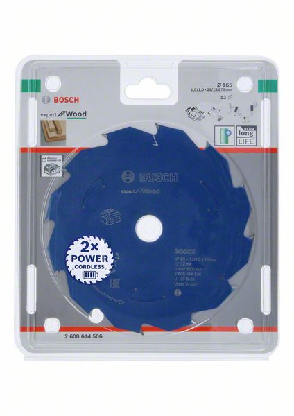 Robert Bosch Power Tools GmbH Expert for Wood Circular Saw Blade for Cordless Saws 165x1.5/1x20 T12. For hand-held circular saws - Image 2
