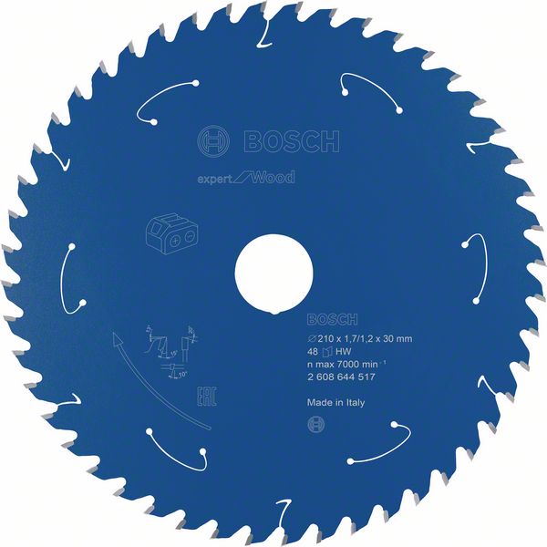 Robert Bosch Power Tools GmbH Expert for Wood Circular Saw Blade for Cordless Saws 210x1.7/1.2x30 T48. For table saws