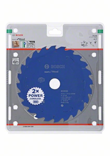 Robert Bosch Power Tools GmbH Expert for Wood Circular Saw Blade for Cordless Saws 216x1.7/1.2x30 T24. For table saws - Image 2