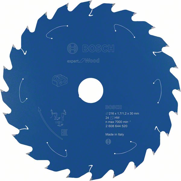 Robert Bosch Power Tools GmbH Expert for Wood Circular Saw Blade for Cordless Saws 216x1.7/1.2x30 T24. For table saws