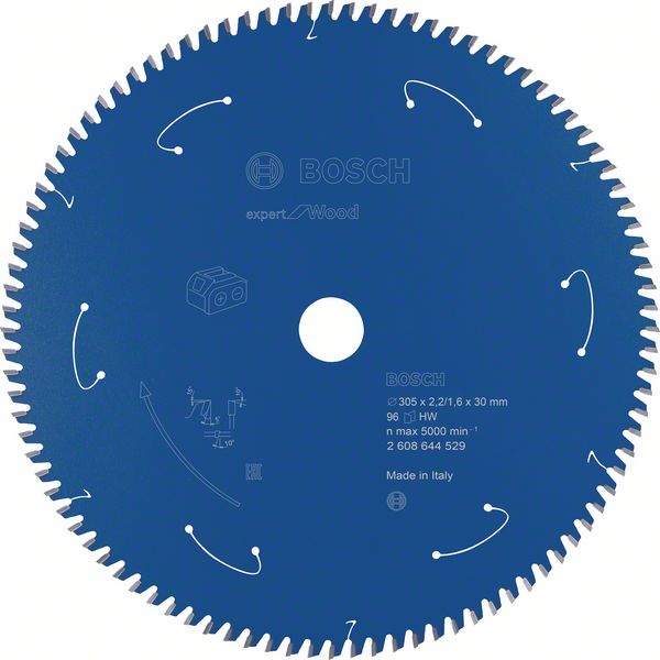 Robert Bosch Power Tools GmbH Expert for Wood Circular Saw Blade for Cordless Saws 305x2.2/1.6x30 T96. For mitre saws