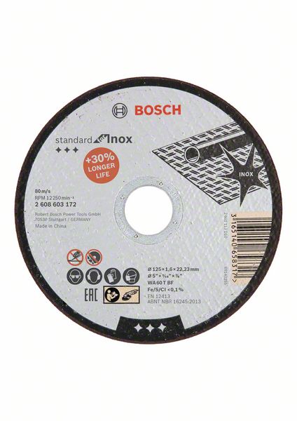 Robert Bosch Power Tools GmbH Standard for Inox straight cutting disc. For small angle grinders
