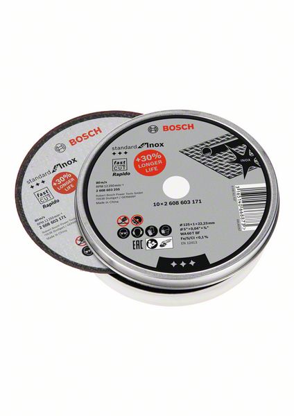 Robert Bosch Power Tools GmbH Standard for Inox - Rapido straight cutting disc. For small angle grinders