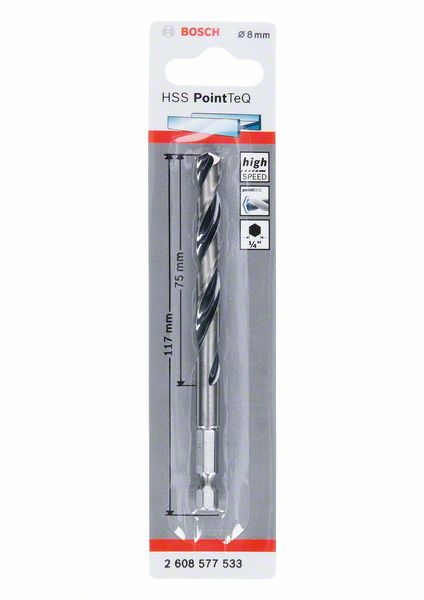 Robert Bosch Power Tools GmbH HSS PointTeQ Hex Drill Bit 8.0mm. For rotary drills/drivers - Image 2