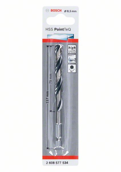 Robert Bosch Power Tools GmbH HSS PointTeQ Hex Drill Bit 8.5mm. For rotary drills/drivers - Image 2