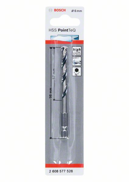 Robert Bosch Power Tools GmbH HSS PointTeQ Hex Drill Bit 6.0mm. For rotary drills/drivers - Image 2