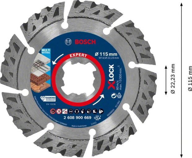 Robert Bosch Power Tools GmbH EXPERT MultiMaterial X-LOCK Diamond Cutting Disc 115 x 22,23 x 2,4 x 12 mm. For small angle grinders - Image 4