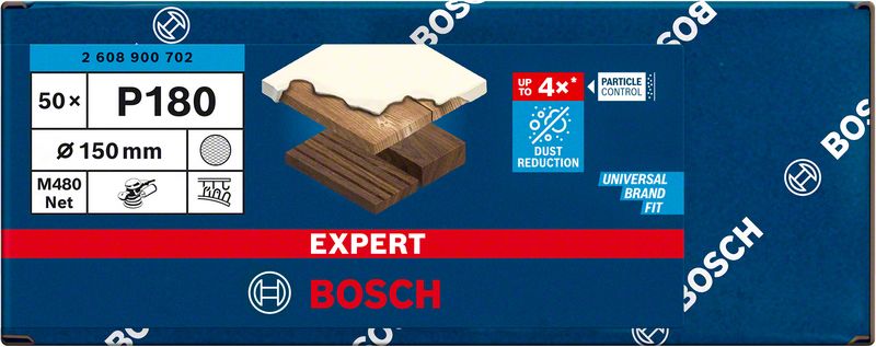 Robert Bosch Power Tools GmbH EXPERT M480 Sanding Net for Random Orbital Sanders 150 mm, G 180 50-pc. For random orbital sanders - Image 2