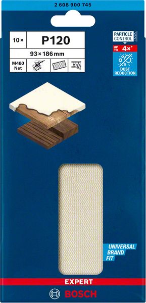 Robert Bosch Power Tools GmbH EXPERT M480 Sanding Net for Orbital Sanders 93 x 186 mm, G 120, 10-pc. For orbital sanders - Image 2