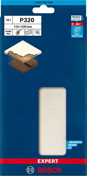 Robert Bosch Power Tools GmbH EXPERT M480 Sanding Net for Orbital Sanders 115 x 230 mm, G 320, 10-pc. For orbital sanders - Image 2