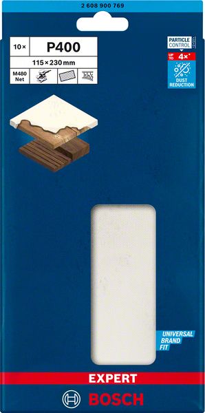 Robert Bosch Power Tools GmbH EXPERT M480 Sanding Net for Orbital Sanders 115 x 230 mm, G 400, 10-pc. For orbital sanders - Image 2